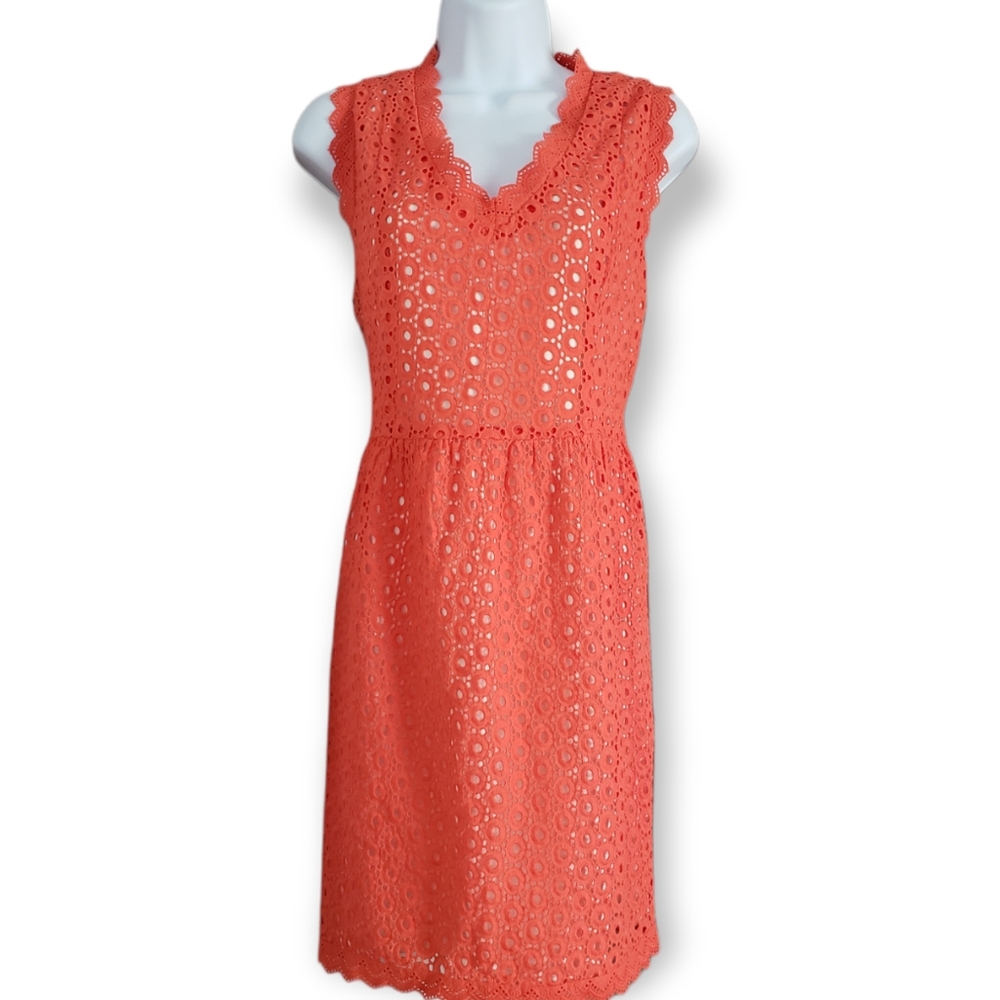 NWOT MM Couture orange & cream crochet eyelet sheath sun dress Womens Large